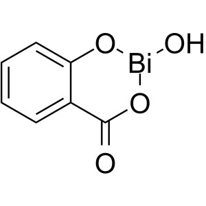 Bismuto subsalicilatas CAS 14882-18-9 Bismutas (Bi) 56,0–59,4 % Bendras salicilatų kiekis 36,5–39,3 %