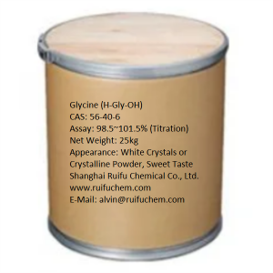Assaig de glicina CAS 56-40-6 (H-Gly-OH) 98,5 ~ 101,5% d'alta qualitat de fàbrica