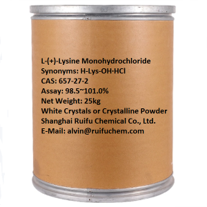 L-(+)-lisina monocloridrato CAS 657-27-2 (H-Lys-OH·HCl) Analisi 98,5~101,0% Alta qualità di fabbrica
